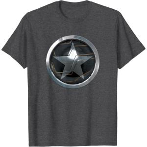 imageMarvel The Falcon And The Winter Soldier Bucky Shield Badge TShirtDark Heather Grey