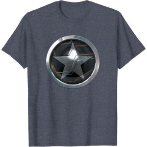 imageMarvel The Falcon And The Winter Soldier Bucky Shield Badge TShirtHeather Blue
