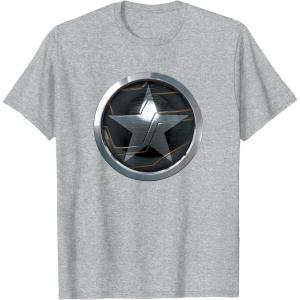 imageMarvel The Falcon And The Winter Soldier Bucky Shield Badge TShirtHeather Grey