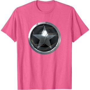 imageMarvel The Falcon And The Winter Soldier Bucky Shield Badge TShirtPink Heather