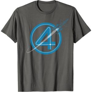 imageMarvel The Fantastic Four First Steps Spacecraft quot4quot Logo TShirtAsphalt Grey