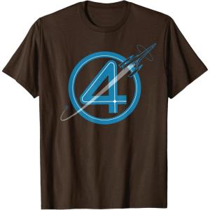imageMarvel The Fantastic Four First Steps Spacecraft quot4quot Logo TShirtBrown