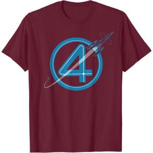 imageMarvel The Fantastic Four First Steps Spacecraft quot4quot Logo TShirtBurgundy