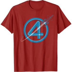 imageMarvel The Fantastic Four First Steps Spacecraft quot4quot Logo TShirtCranberry Red