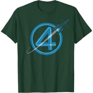 imageMarvel The Fantastic Four First Steps Spacecraft quot4quot Logo TShirtDark Green