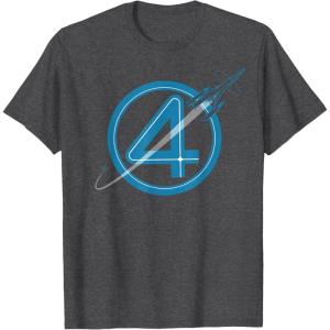 imageMarvel The Fantastic Four First Steps Spacecraft quot4quot Logo TShirtDark Heather Grey