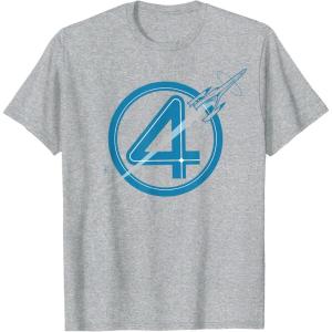 imageMarvel The Fantastic Four First Steps Spacecraft quot4quot Logo TShirtHeather Grey