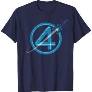 imageMarvel The Fantastic Four First Steps Spacecraft quot4quot Logo TShirtNavy Blue