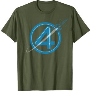 imageMarvel The Fantastic Four First Steps Spacecraft quot4quot Logo TShirtOlive Green