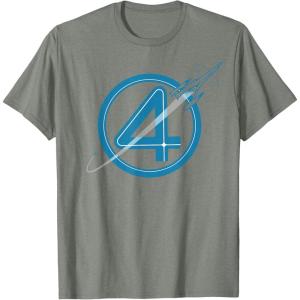 imageMarvel The Fantastic Four First Steps Spacecraft quot4quot Logo TShirtOlive Heather