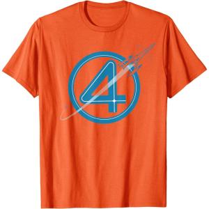 imageMarvel The Fantastic Four First Steps Spacecraft quot4quot Logo TShirtOrange
