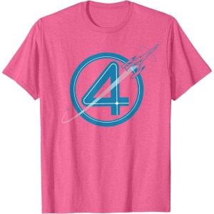 imageMarvel The Fantastic Four First Steps Spacecraft quot4quot Logo TShirtPink Heather