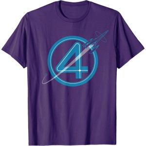 imageMarvel The Fantastic Four First Steps Spacecraft quot4quot Logo TShirtPurple