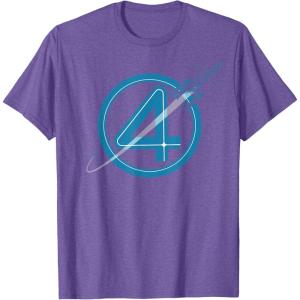 imageMarvel The Fantastic Four First Steps Spacecraft quot4quot Logo TShirtPurple Heather