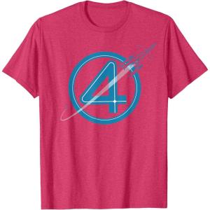 imageMarvel The Fantastic Four First Steps Spacecraft quot4quot Logo TShirtRed Heather