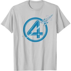 imageMarvel The Fantastic Four First Steps Spacecraft quot4quot Logo TShirtSilver Grey