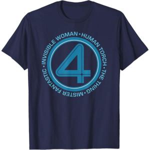 imageMarvel The Fantastic Four First Steps Team Names 4 Logo TShirtNavy Blue