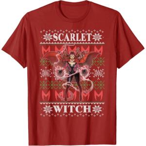 imageMarvel XMen Scarlet Witch Ugly Christmas Sweater TShirtCranberry Red