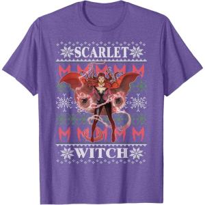 imageMarvel XMen Scarlet Witch Ugly Christmas Sweater TShirtPurple Heather