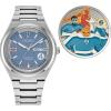 imageCitizen Mens EcoDrive The Fantastic 4 SilverTone Super Titanium Watch Blue Dial DayDate Model AW013166W