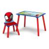 imageDelta Children  Marvel Spidey and His Amazing Friends 4Piece Toddler RoominaBox Set  Includes Sleep and Play Toddler Bed Table 1 Chair and Fabric Toy Box BlueRedMarvel Spidey and His Amazing Friends