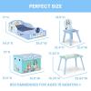 imageDelta Children  Marvel Spidey and His Amazing Friends 4Piece Toddler RoominaBox Set  Includes Sleep and Play Toddler Bed Table 1 Chair and Fabric Toy Box BlueRedBluey