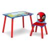 imageDelta Children  Marvel Spidey and His Amazing Friends 4Piece Toddler RoominaBox Set  Includes Sleep and Play Toddler Bed Table 1 Chair and Fabric Toy Box BlueRedMarvel Spidey and His Amazing Friends