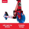 imageHuffy Disney and Marvel Light Up Kids Inline Scooters Multiple Color Options LED Lights Ages 5 Years Old Adjustable Handlebar Durable Steel Frame Foldable GirlsBoys 2WheelsRed SpiderMan