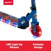 imageHuffy Disney and Marvel Light Up Kids Inline Scooters Multiple Color Options LED Lights Ages 5 Years Old Adjustable Handlebar Durable Steel Frame Foldable GirlsBoys 2WheelsBlue SpiderMan