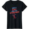 imageMarvel SpiderMan Classic Just A Girl Who Loves SpiderMan TShirtBlack