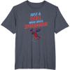 imageMarvel SpiderMan Classic Just A Girl Who Loves SpiderMan TShirtHeather Blue