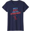 imageMarvel SpiderMan Classic Just A Girl Who Loves SpiderMan TShirtNavy Blue
