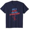 imageMarvel SpiderMan Classic Just A Girl Who Loves SpiderMan TShirtNavy Blue