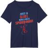 imageMarvel SpiderMan Classic Just A Girl Who Loves SpiderMan TShirtNavy Blue
