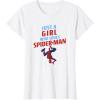 imageMarvel SpiderMan Classic Just A Girl Who Loves SpiderMan TShirtWhite