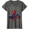 imageMarvel SpiderMan Homecoming Outlined Epic Jump Pose TShirtAsphalt Grey