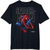 imageMarvel SpiderMan Homecoming Outlined Epic Jump Pose TShirtBlack
