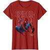 imageMarvel SpiderMan Homecoming Outlined Epic Jump Pose TShirtCranberry Red