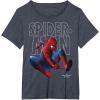 imageMarvel SpiderMan Homecoming Outlined Epic Jump Pose TShirtHeather Blue