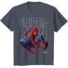imageMarvel SpiderMan Homecoming Outlined Epic Jump Pose TShirtHeather Blue