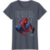 imageMarvel SpiderMan Homecoming Outlined Epic Jump Pose TShirtHeather Blue
