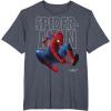 imageMarvel SpiderMan Homecoming Outlined Epic Jump Pose TShirtHeather Blue