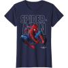imageMarvel SpiderMan Homecoming Outlined Epic Jump Pose TShirtNavy Blue