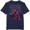 imageMarvel SpiderMan Homecoming Outlined Epic Jump Pose TShirtNavy Blue