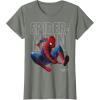imageMarvel SpiderMan Homecoming Outlined Epic Jump Pose TShirtOlive Heather