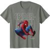 imageMarvel SpiderMan Homecoming Outlined Epic Jump Pose TShirtOlive Heather