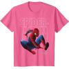 imageMarvel SpiderMan Homecoming Outlined Epic Jump Pose TShirtPink Heather
