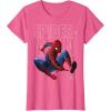 imageMarvel SpiderMan Homecoming Outlined Epic Jump Pose TShirtPink Heather