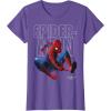 imageMarvel SpiderMan Homecoming Outlined Epic Jump Pose TShirtPurple Heather