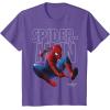 imageMarvel SpiderMan Homecoming Outlined Epic Jump Pose TShirtPurple Heather